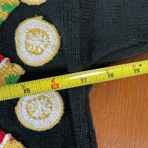 Marisa Christina Kids Cotton Fruit Beaded Appliqué Black Sweater size Medium - Picture 8 of 8